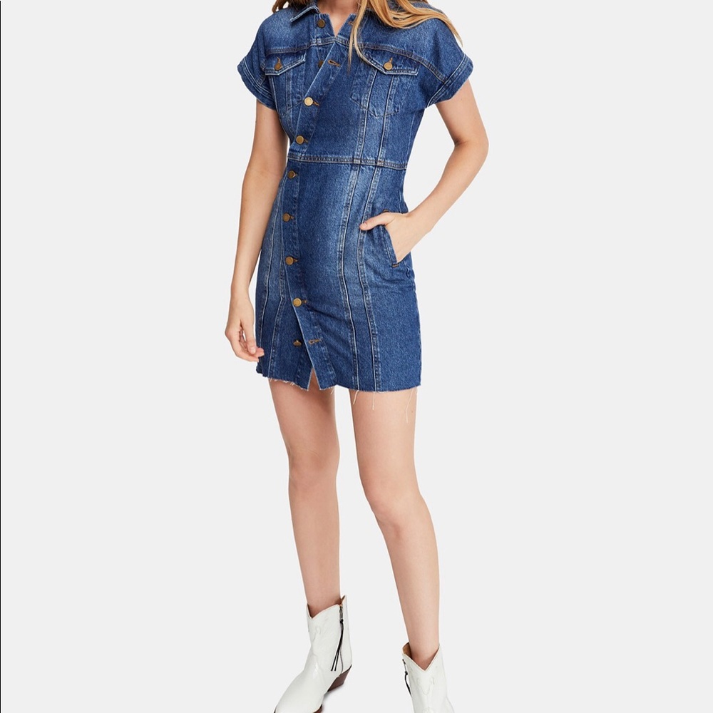 Free People the city mini denim dress